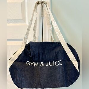 PRIVATE PARTY~Gym & Juice Denim Weekender Duffel~Workout/Gym /Yoga /Bag NEW